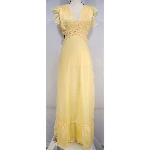 NWOT VICI Sunsational Cut Out Chiffon Maxi Dress Yellow S - Picture 1 of 11